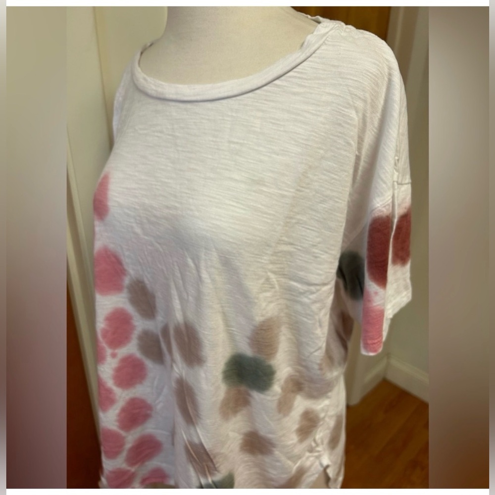 Anthropologie Pink and Green Tie-Dye Short Sleeve Tee M - Picture 3 of 5
